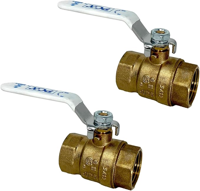PROCURU 2-Pack 1-Inch FIP Female NPT Threaded (FxF) Heavy Duty Brass Ball Valve, Full Port, 600 WOG, Certified Safe (3BT100-2P)