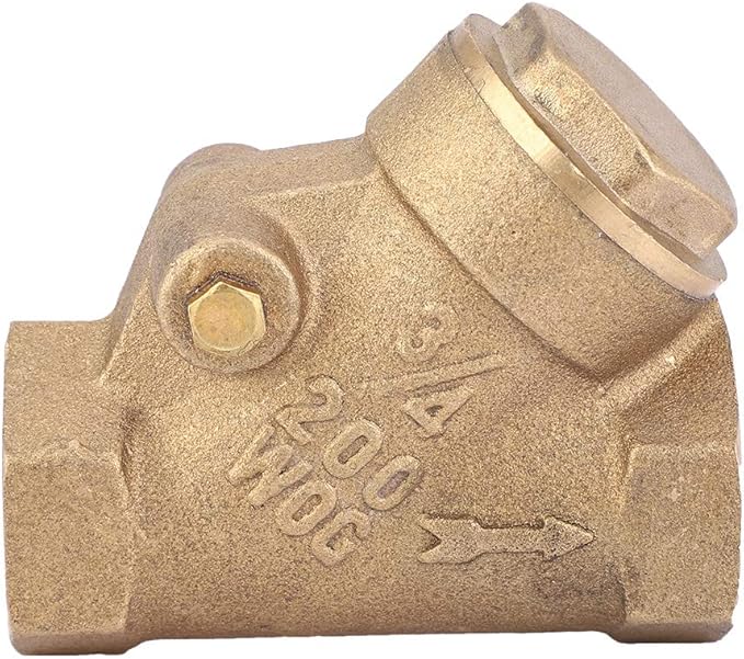 Brass Check Valve NPT 3/4 Inch Y Type One Way Non Return Valve High Pressure 1.6Mpa for Water Gas Plumbing Systems Industrial Use