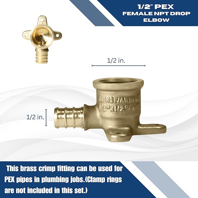 XFITTING 1/2 Inch Pex x 1/2 Inch Female NPT Drop Ear Elbow, 2 Pieces