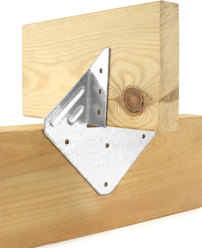 QWORK Galvanized 18-Gauge Hurricane Tie, 40 Pack Steel Connector for Roofing Trusses Wood Timber, Resist High Wind/ Earthquake Forces