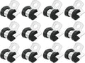 uxcell 1/4"(6mm) Cable Clamp, 304 Stainless Steel Rubber Cushioned Insulated R Shape Metal Clamp Tube Holder for Pipe Hose Wire Cord Installation 12Pcs