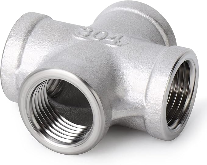 TAISHER 2PCS Stainless Steel 4 Way Pipe Fittings, 1/4" x 1/4" x 1/4" x 1/4" NPT Female Pipe Fittings