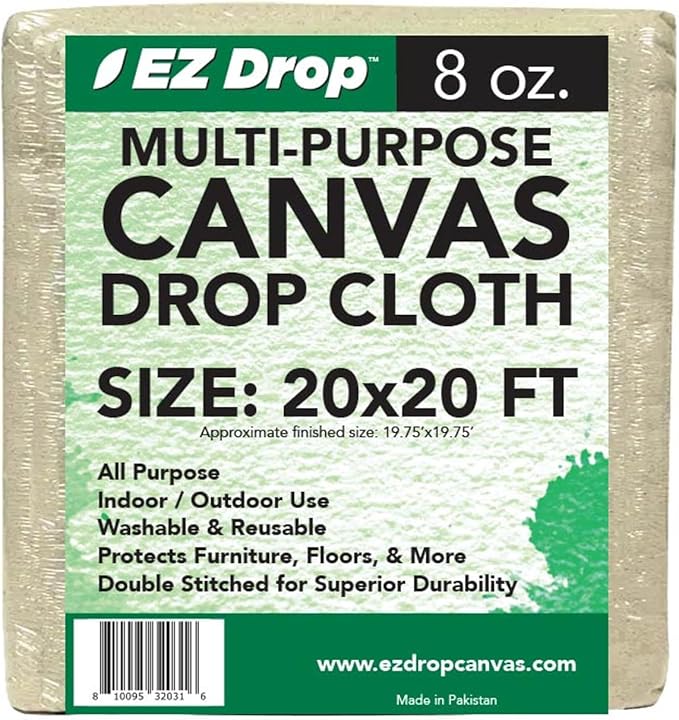 EZ Drop Painter's Large Canvas Fabric Drop Cloth for Painting (20 ft. x 20 ft.)