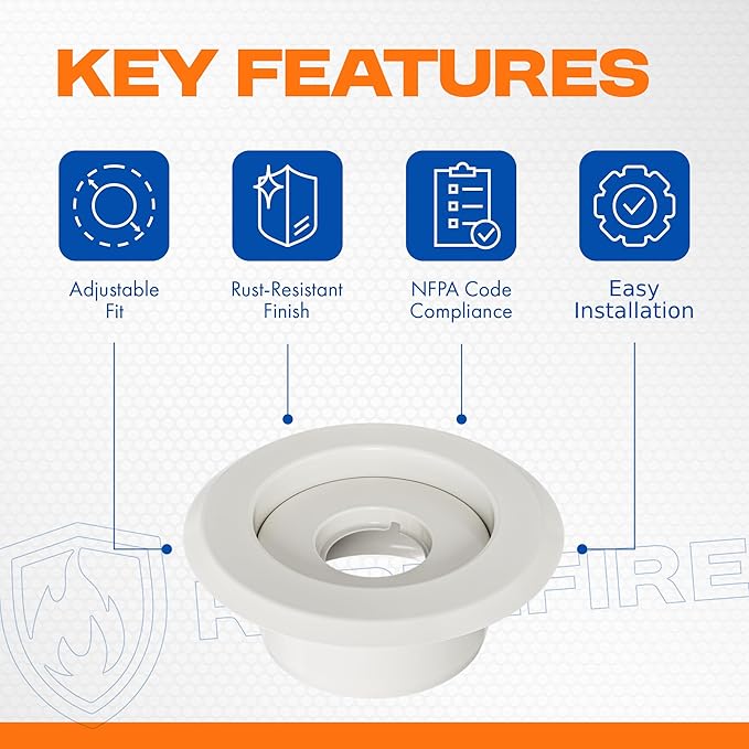 Recessed Fire Sprinkler Escutcheon 1/2 in. IPS - 2 Piece in White - Depth Adjustment Range up to 3/4 in. for Fire Sprinkler Trim