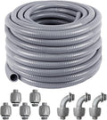 Liquid-Tight Conduit 100 ft and 8 Pieces of Connector Kit,Electrical Conduit 3/4 100ft UL Certification,Flexible Conduit with 5 Straight and 5 90-Degree Conduit Connector Fittings