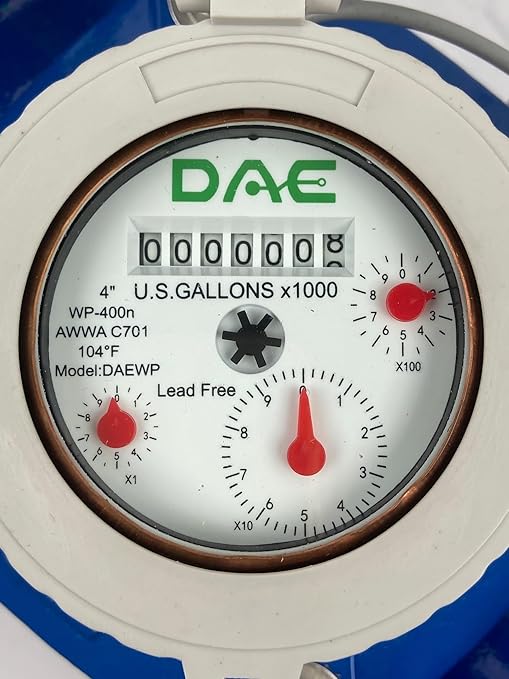 DAE WP-400n 4" Lead Free Woltmann Helix Water Meter, Pulse Output, Gallon