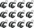 uxcell 3/4"(18mm) Cable Clamp, 304 Stainless Steel Rubber Cushioned Insulated Clamp R Shape Metal Clamp Tube Holder for Pipe Hose Wire Cord Installation 12Pcs