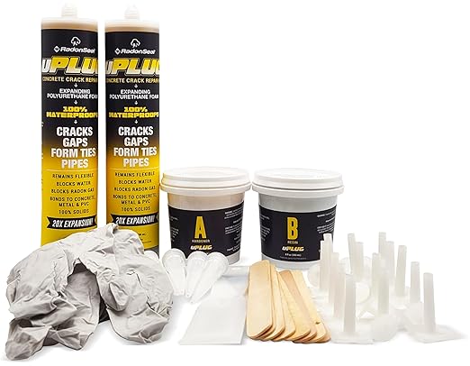 uPlug DIY Foundation Crack Repair Kit (10-FT) – Foam Filler & Injection Sealant for Concrete Walls