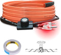 Cupohus Heat Tape for Water Pipes with Thermostat 12FT, Freeze Protection Self-Regulating Heat Trace Cable for Metal, Plastic Home Pipes, Roof and RV, 110-120V