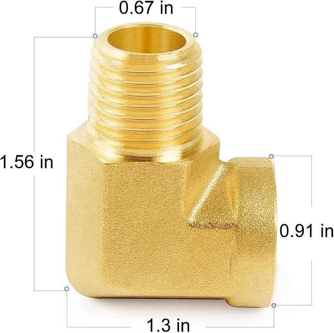 ChillWaves Brass Pipe Fitting, 90 Degree Barstock Street Elbow 1/2" NPT Female x 1/2" NPT Male Thread Adapter(2-PACK)