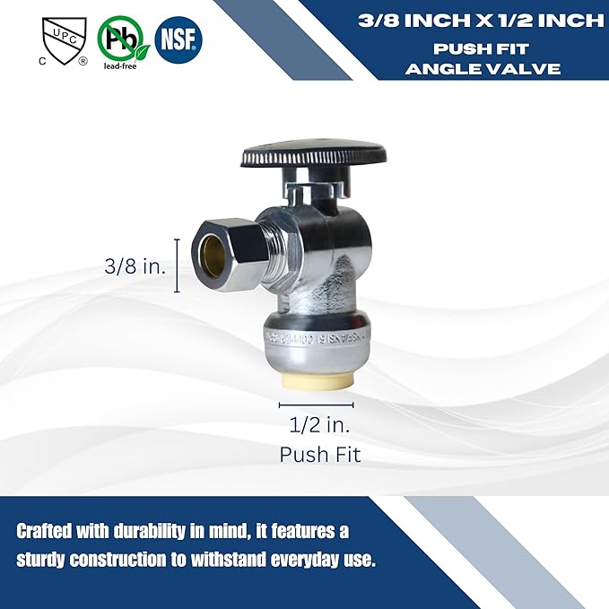 XFITTING OD Compression 3/8 Inch x 1/2 Inch Push Fit Angle Valve, 25-3-2=5XX, 5 Pieces