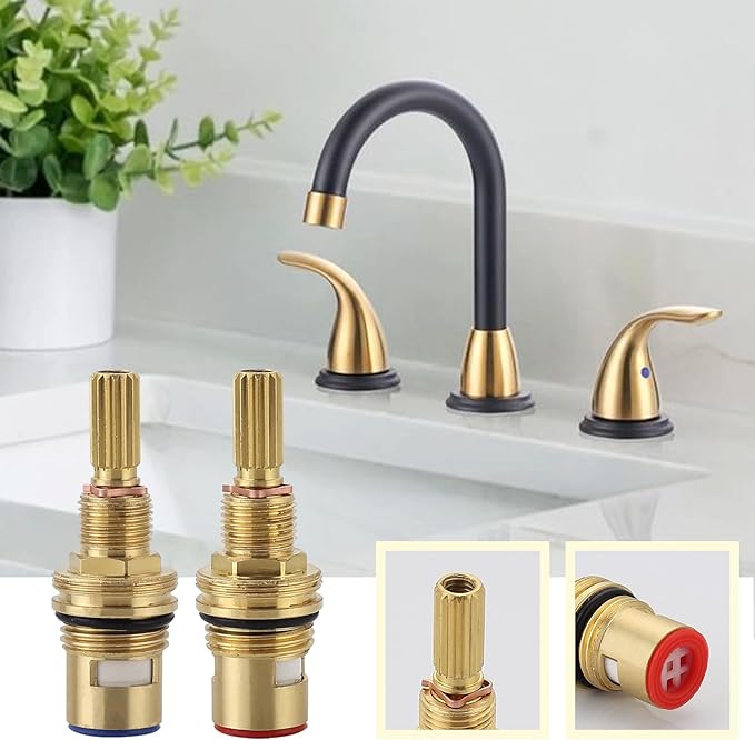 Brass 1-001 & Brass 1-002 Ceramic Disc Cartridge, Replacement Hot Cold Widespread Cartridge, Cold & Hot Widespread Faucet Replacement Cartridge