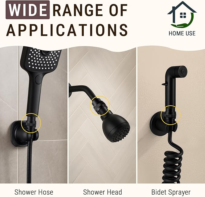 G-Promise All Metal Shower Head Shut Off Valve, G1/2" Shower Flow Control Valve for Handheld or Bidet Sprayer (Matte Black)