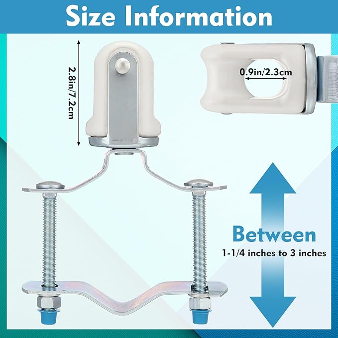 Blulu Heavy Duty Wire Holder, Adjustable Porcelain Wire Holder, 1-1/4" - 3" Adjustable Bracket, Steel Clamp Fits Around Any Pipe or Pole, Ceramic Head for Cables or Wires as an Insulator