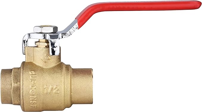 (Pack of 2) EFIELD 1/2" Sweat Brass Full Port Shut-off Ball Valve, 600 WOG (Water, Oil and Gas) Female Sweat Solder Connector SWT x SWT,(VALVE044-2PCS)