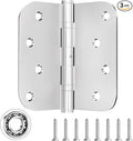 3 Pack Stainless Steel Door Hinge Ball Bearing NRP, Heavy Duty Inner and Outer Door Hardware for Left and Right Doors, 4" (101mm) x 4" (101mm) Door Hinge with 5/8'' Corners