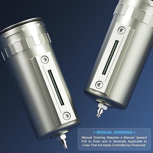 TAILONZ PNEUMATIC 0-240PSI 1/2 Inch NPT Industrial Grade 4 Stage Air Drying System, Double Particulate Filter, Coalescing Filter, Desiccant Dryer and Air Regulator (Manual Drainage)