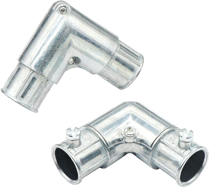 Xadnitu 10 Pieces 1/2" EMT to EMT 90 Degree Connector, Inside Corner Pulling Elbows, Metallic Die-Cast Capped Coupling Conduit Fitting for Factory, Garden Pipes