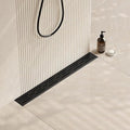 Neodrain 32 in Matte Black Linear Shower Drain, Rectangular Linear Shower Drain with Brick Pattern Grate, Brushed 304 Stainless Steel Bathroom Floor Drain