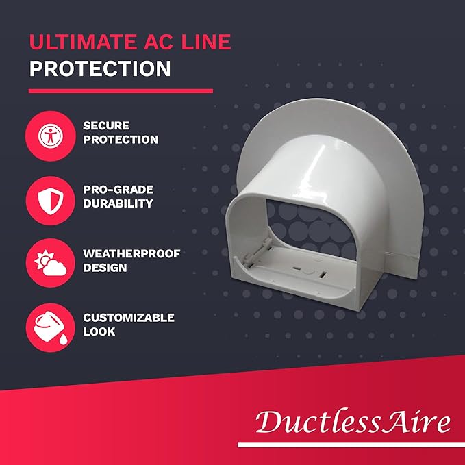 DuctlessAire Mini Split Line Set Cover - Lineset Covers for Mini Split Condenser, Central Air Systems, HVAC, Heat Pumps and More (Corner Caps, 3 inches)