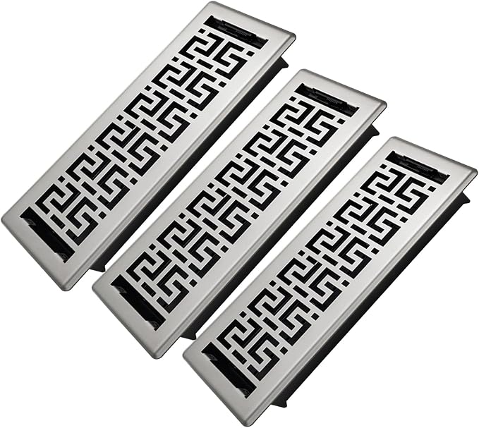 Floor Register 4x14 Inches - 3 Pack Heavy Duty Walkable Steel Floor Vents Easy Adjust Air Supply Lever Decorative Floor Vent Covers for Home Floor/Room/Sidewalk