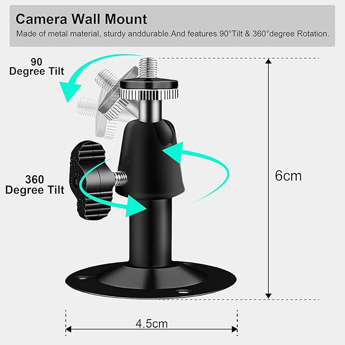 Camera Bracket Mount 5 Pcs Metal Outdoor Indoor Security Wall Mount for Oculus Rift Sensor Arlo, Arlo Pro, 360° 1/4" Screw Camera Wall Mounts CCTV Suvellicance System BNCUHF