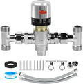 WASSERMANN Adjustable Temperature Sensor Valve Kit for Instant Hot Water Recirculating System，304 Stainless Steel Bypass Sensor Valve Replacement for the Plastic Sensor Valve