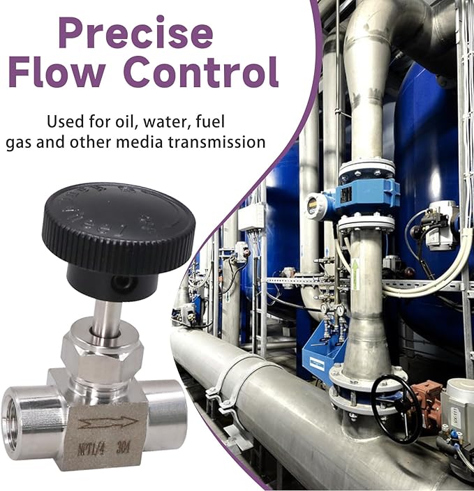 1/4 NPT Control Needle Valve, Female Thread Flow Control Valve for Gauge and Instrumented System 1 PC