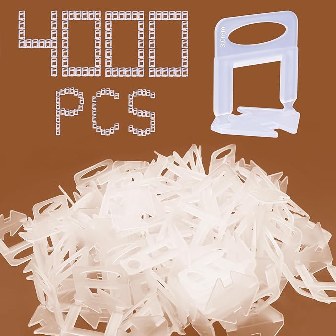 4000 PCS Tile Leveling System Clips 1/8''(3.0mm) 4000-Piece Tiles Leveler Spacers Tool for Professional Ceramic Tile and Stone Installation