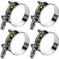 4 Pack 1.5" T-Bolt Hose Clamps, 304 Stainless Steel Turbo Intake Clamp, Working Range 1.73"-2.05"(44mm-52mm) for 1.5" I.D. Hose with 5mm Wall Thickness