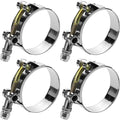 4 Pack 1.75" T-Bolt Hose Clamps, 304 Stainless Steel Turbo Intake Clamp, Working Range 1.97"-2.24"(50mm-57mm) for 1.75" I.D. Hose