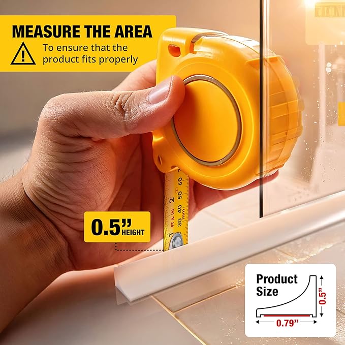 Shower Threshold Water Dam Barrier 105" - White Collapsible Shower Water Blocker - Guard for Walk in Shower - Water Guard Stopper for Floor - Shower Door Water Blocker by Hippo Dam