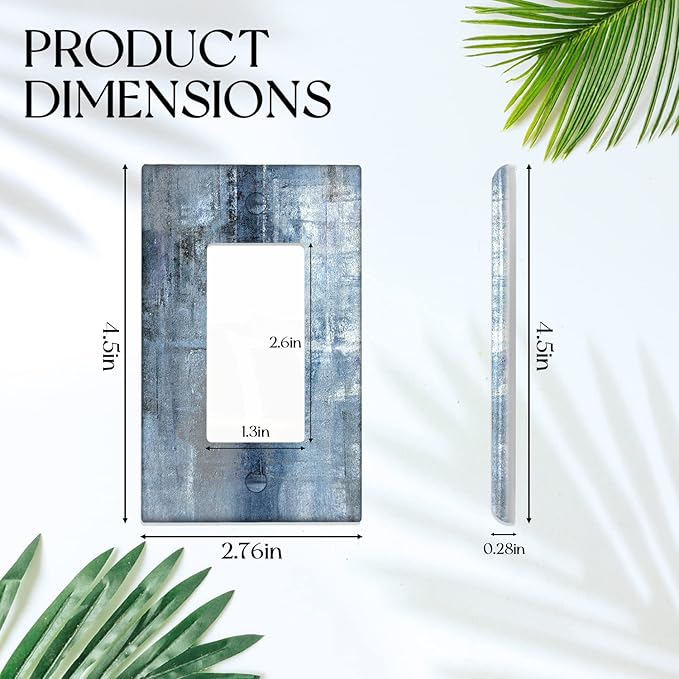 Blue and Grey 1-Gang Rocker Wall Plate Cover Abstract Art Decorative Light Switch Cover Modern Electrical Outlet Covers Kitchen Accessories & Decor