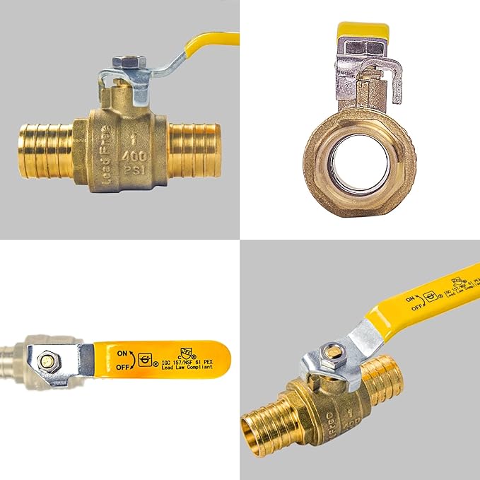 AB 1 Inch X 1 Inch PEX Ball Valve, Full Port Water Stop Shut Off, Water Shut Off Valve(10 Pack)