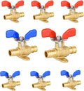 8 Pack Foskan PEX-A Expansion Drop Ear Ball Valve, 3/4" Full Port Shut-off Valve with Blue or Red Butterfly Handle for PEX-A Pipe Connection
