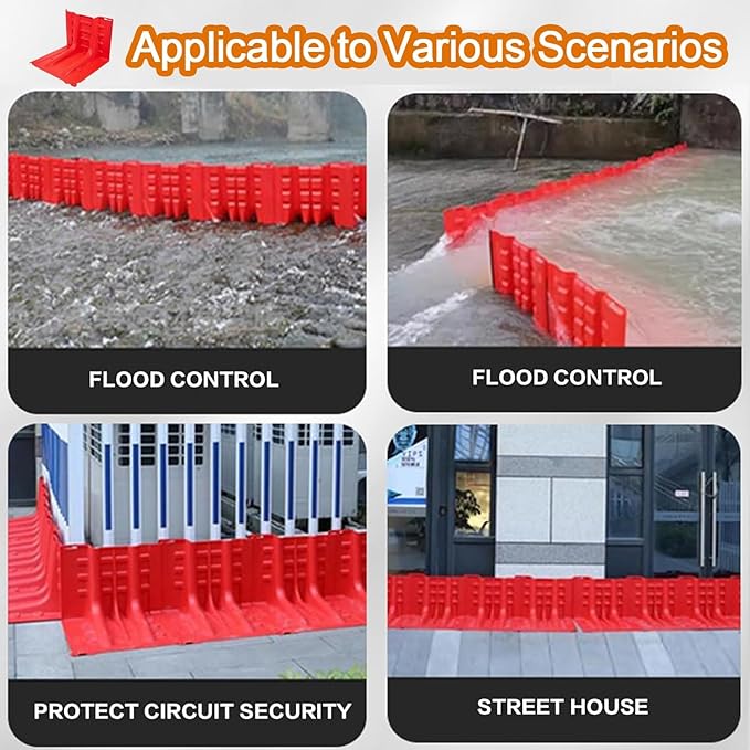 Flood Protection Barrier, 2/3/4/5/6/7/8/9/10/20/30-Pcs Wall Plastic Flood Prevention Board Water Absorbent Dams Diverter Door Dam Flood Barrier Water Barrier(6-Pcs)