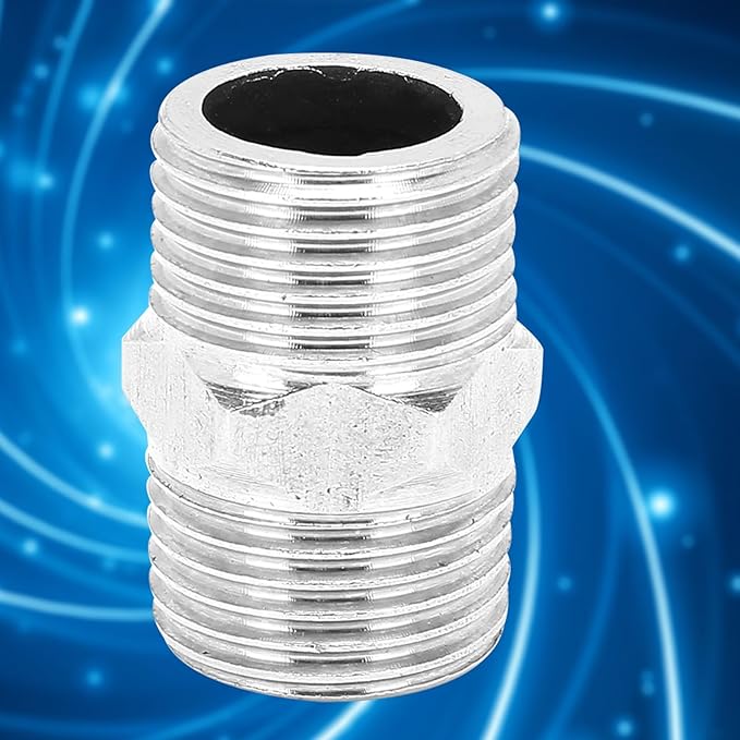 5Pcs 1/2in Male Hex Nipple Pipe Fittings, Stainless Steel 1/2 inch Male Threaded Pipe Fittings Equal Nipples Connectors