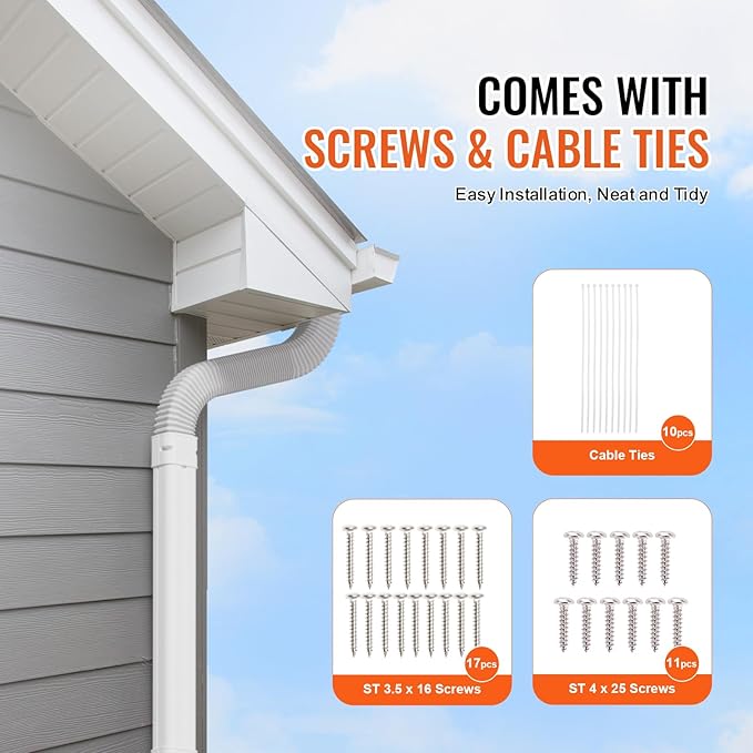 VEVOR Mini Split Line Set Cover 3-inch W 15.8Ft L, PVC Decorative Pipe Line Cover for Air Conditioner with 4 Straight Ducts & Full Components Easy to Install, Paintable for Heat Pumps, White