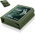 HIRALIY 20 Mil Heavy Duty Waterproof Tarp, 20x20ft Green Tarpaulin with Reinforced Webbing Loops, Multipurpose Oxford Fabric Tarp for Firewood, Roof, Camping, Pool