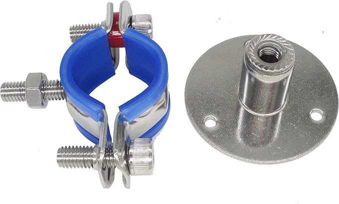 Stainless Steel Adjustable Pipe Clamp Bracket - Wall/Ceiling Mount Support for 1-1/2 Inch Pipe, Heavy-Duty Rustproof Brackets with Screws, Short Type, Set of 2