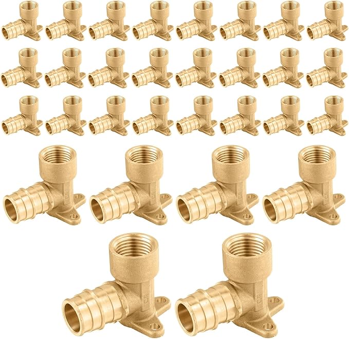 (30-Pack) Seelink PEX-A Expansion Fittings, PEX-A 3/4" x 3/4" Female NPT Drop Ear Elbow, Brass Expansion Pipe Fittings, ASTM F1960