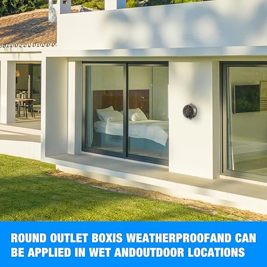 Weatherproof Round Electrical Outlet Box, 5 Hole-1/2 or 3/4 inElectrical Outlet Box for Engineered Solutions, UL Listed, Gray, 2PACK