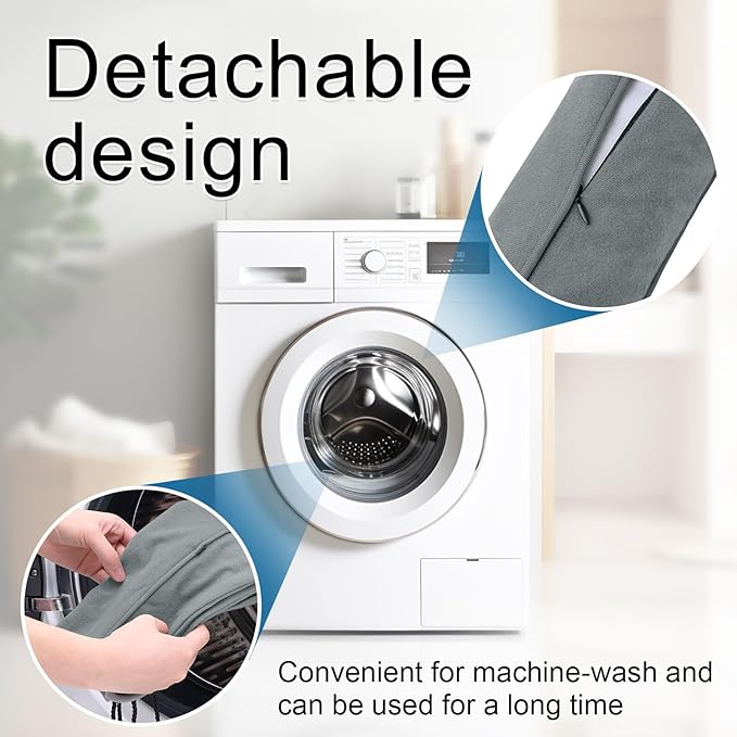 hyha 34 Inch Door Draft Stopper, Blocks Hot Cold Air with Removable Washable Cover, Gaps Up to 3 Inch, All-Season Noise and Wind Seal, Under Draft Stopper for Bottom of Door Window, Grey
