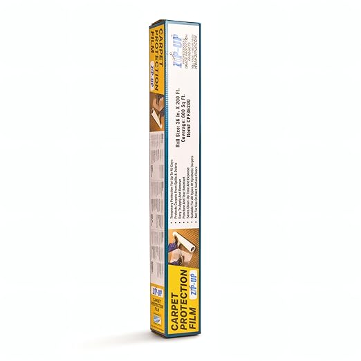 Zip-UP Carpet Protection Film - 36" x 200' Floor and Surface Shield with Self Adhesive Backing & Easy Installation - CPF36200