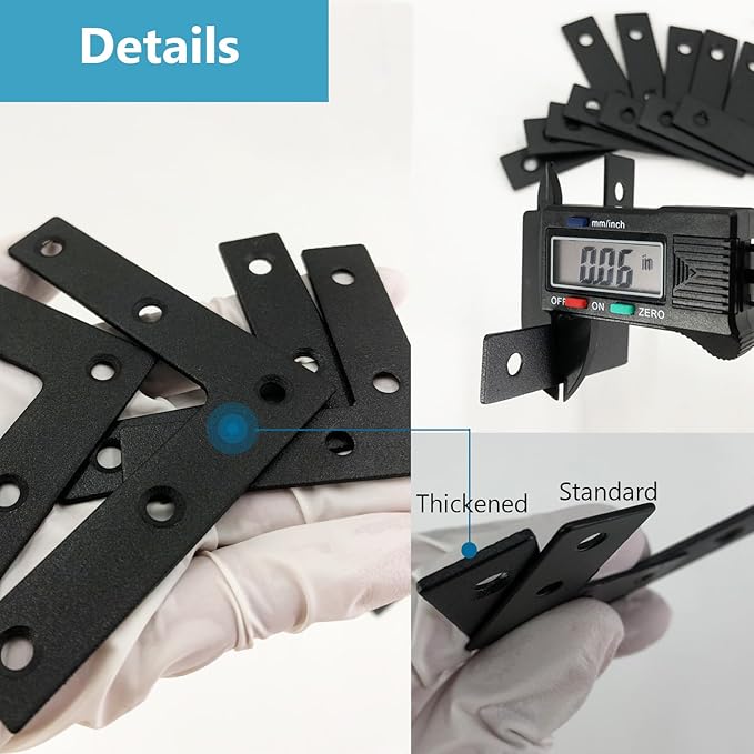QSJ 16 Pcs L Flat Straight Brackets Corner Bracket Set 8Pcs 2.36''/8Pcs 3.15'' Bracket Brace Mending Plate Stainless Steel for Wood