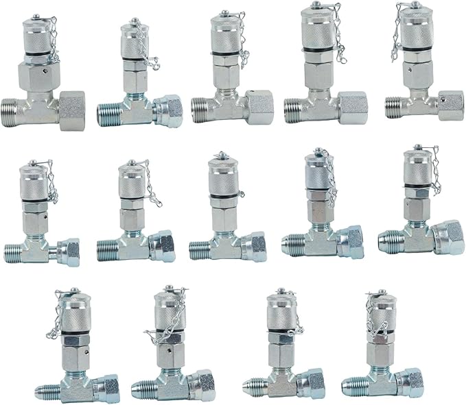 SINOCMP 14Pcs Tee Fittings Hydrulic Presure Test Connector Set Coupling for Construction Machinery Excavator