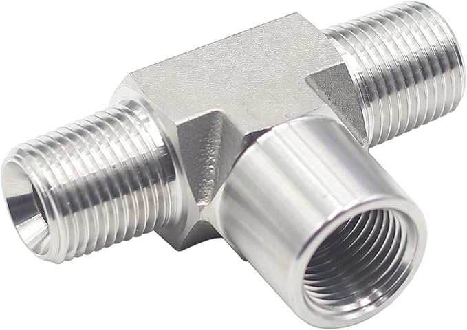 HFS(R) 304 Stainless Steel Forged Pipe Fitting Street Tee 1/4" NPT Male x 1/4" NPT Female x 1/4" NPT Male