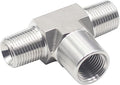HFS(R) 304 Stainless Steel Forged Pipe Fitting Street Tee 1/4" NPT Male x 1/4" NPT Female x 1/4" NPT Male