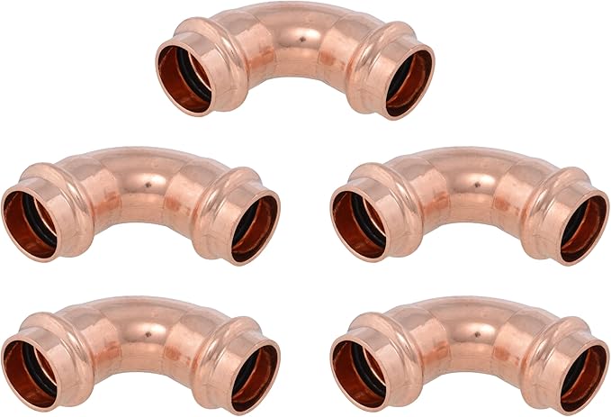SharkBite 3/4 x 3/4 Inch 90 Degree Elbow, Copper Press Plumbing Fitting, Pack of 5, UPR256X5