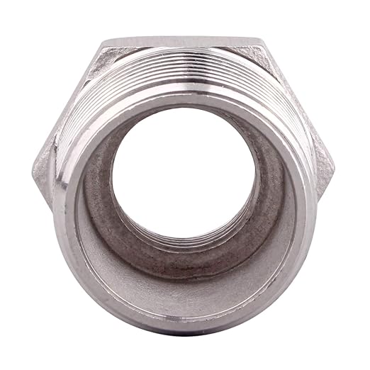 Stainless Steel Reducer Hex Flush Bushing, 3/4" NPT Male 3/8" NPT Female,Reducing Adapter Cast Pipe Fitting (pack of 2)